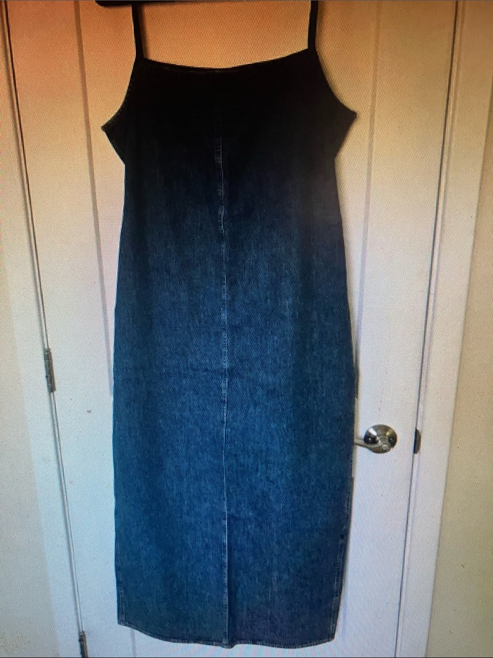 Women’s Dark Blue Denim Slip Overalls Dress - Minimal Strappy Jeans Dress
